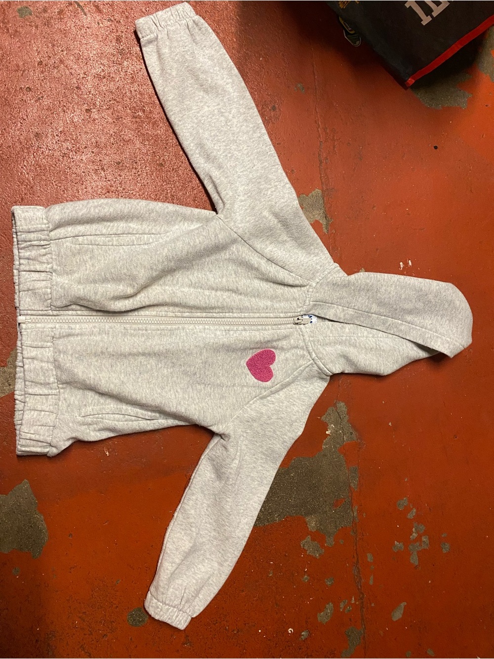 Old Navy Light Gray Hoodie Jacket with Pink Heart